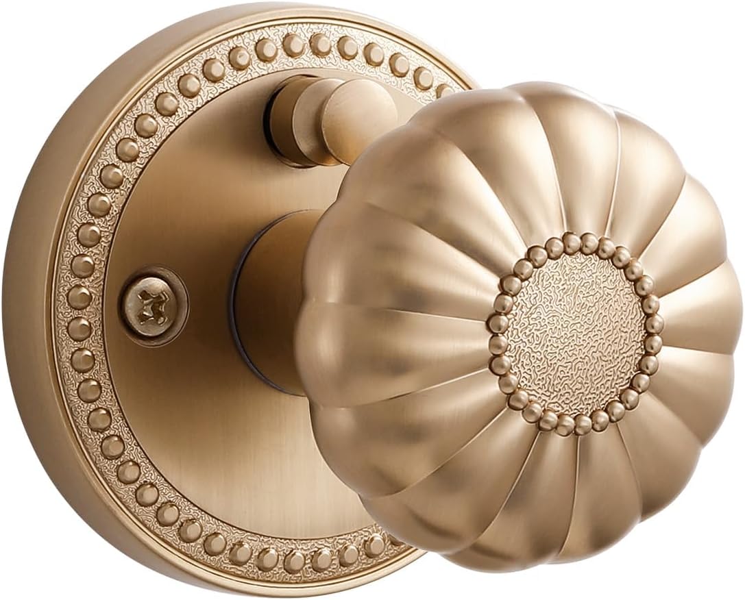 1 Pack Champagne Bronze Door Knobs Interior Privacy Door Knob for Bedroom and Bathroom,Zinc Alloy
