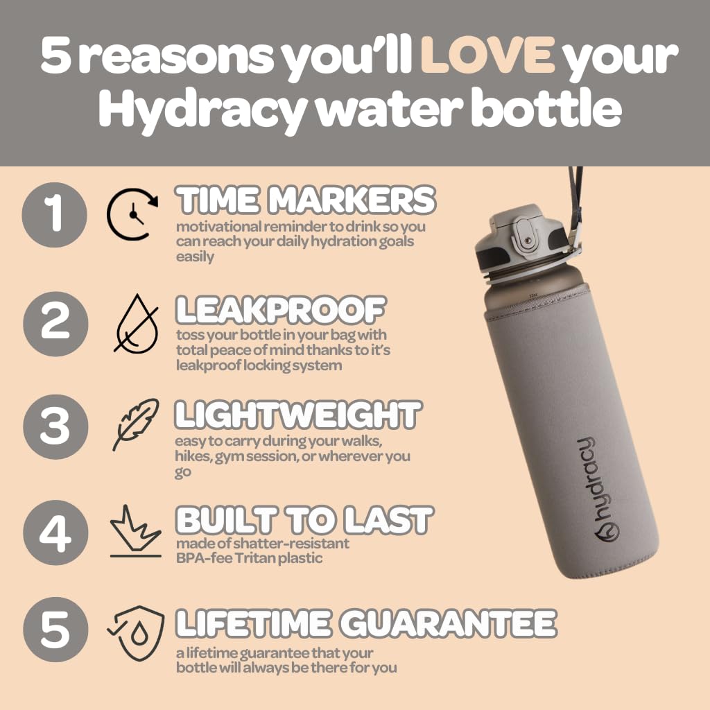 Hydracy 500 ml 17 Oz BPA Free Water Bottle with Time Marker, Leak Proof & No Sweat Gym Bottle with Fruit Infuser Strainer - Image 2