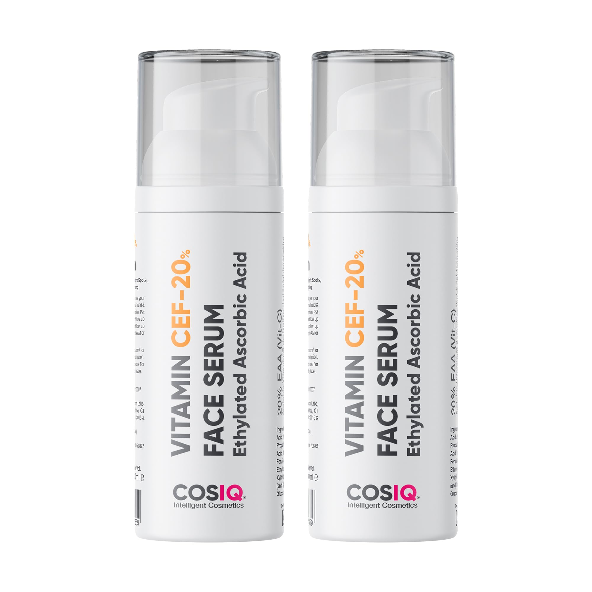Cos-IQ Vitamin CEF-20% Face Serum, 60ml | Glow-Boosting Expert| With Vitamin E & Ferulic Acid | All Skin Types | 60 Days Pack