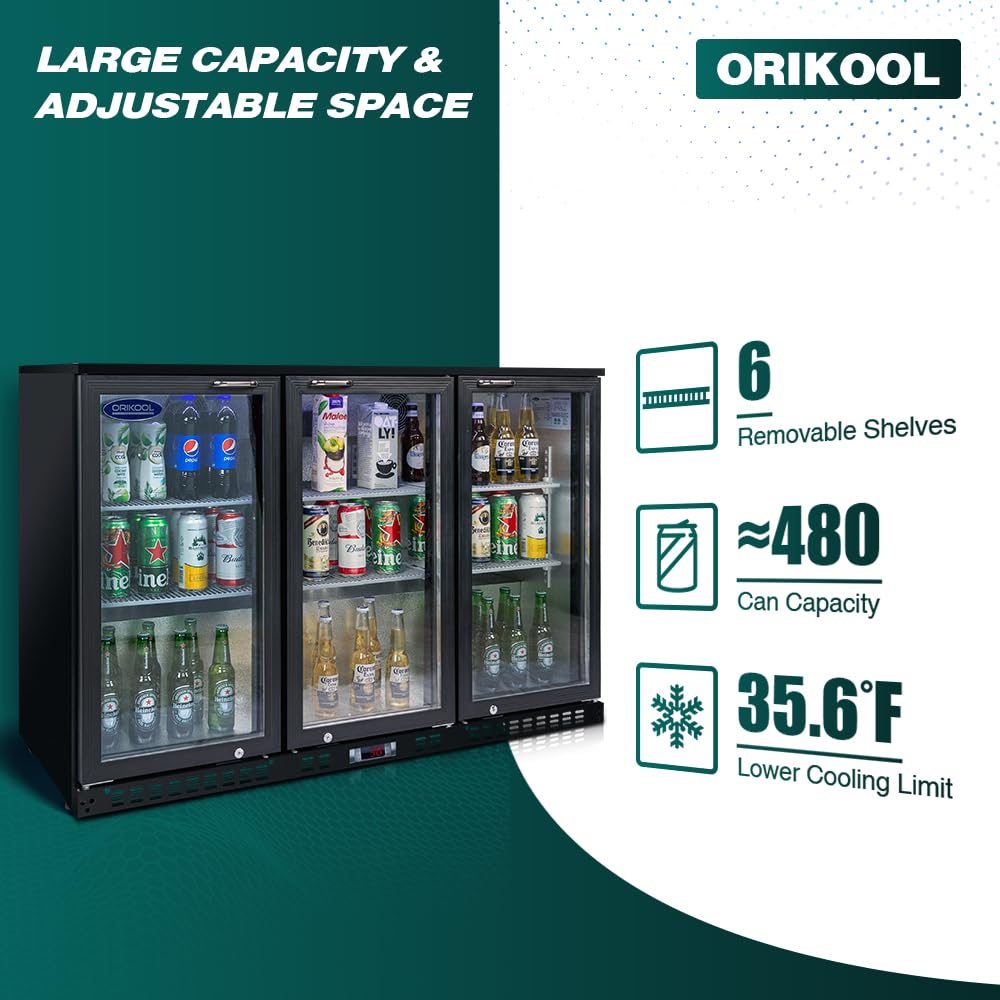Mikibama Beverage Refrigerators Cooler 53 Inch 3 Glass Door Back Bar, 480 Cans Commercial Display Bar Fridge For Beer Wine And Drink 11.3 Cu.Ft on Fridge.com - View 2