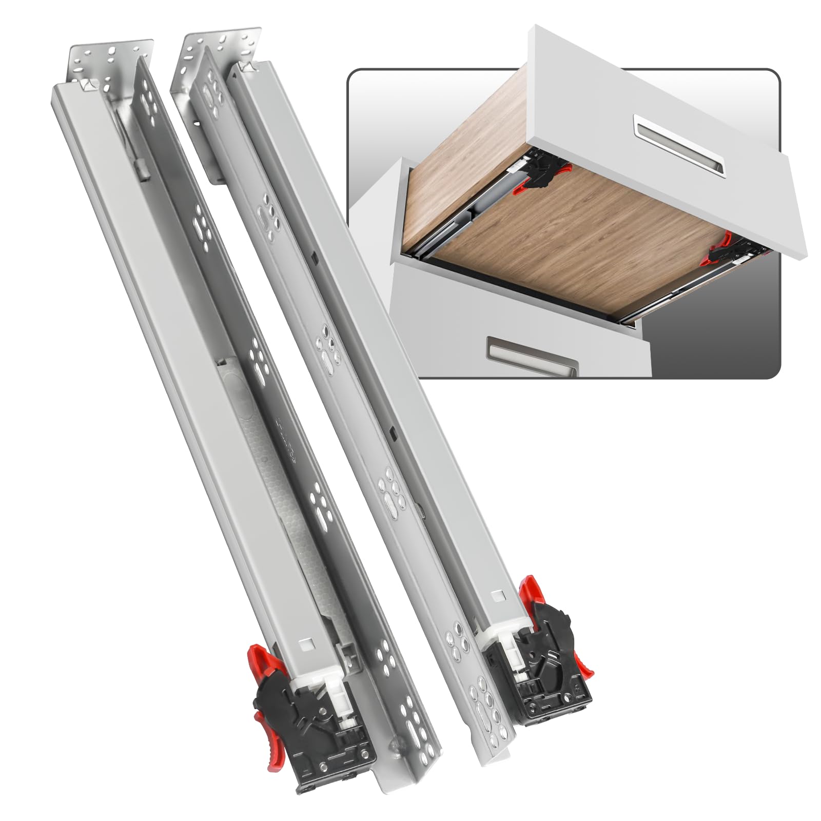 SHUHANG Undermount Drawer Slides 12 inch (1 Pair) Soft Close Ball