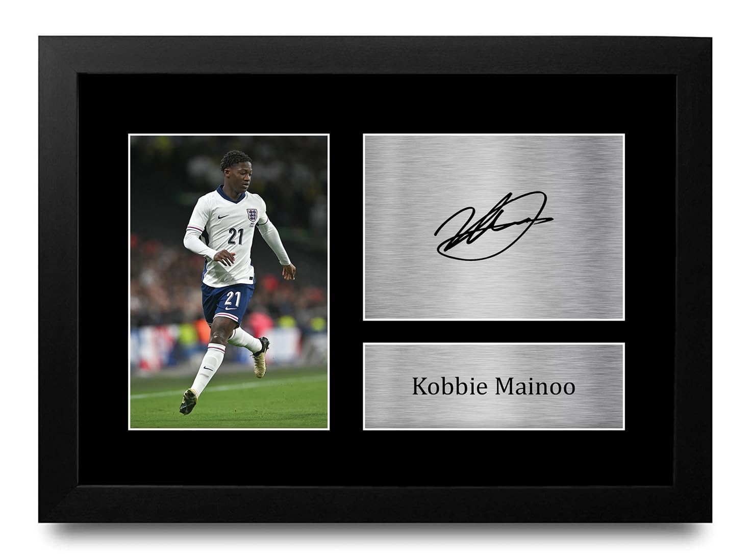 HWC Trading FR A4 Kobbie Mainoo England Gifts Printed Signed Autograph Picture for Football Fans and Supporters - A4 Framed