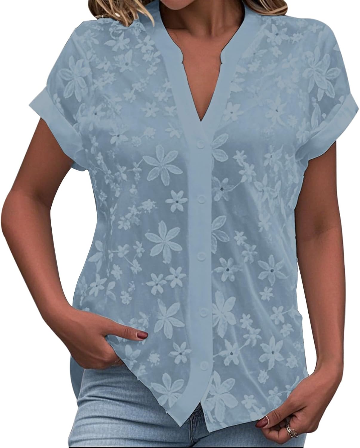 Linen Shirts for Women Oversized Button Down Blouses Floral Embroidery Clothes Business Casual Petite Boho Tops