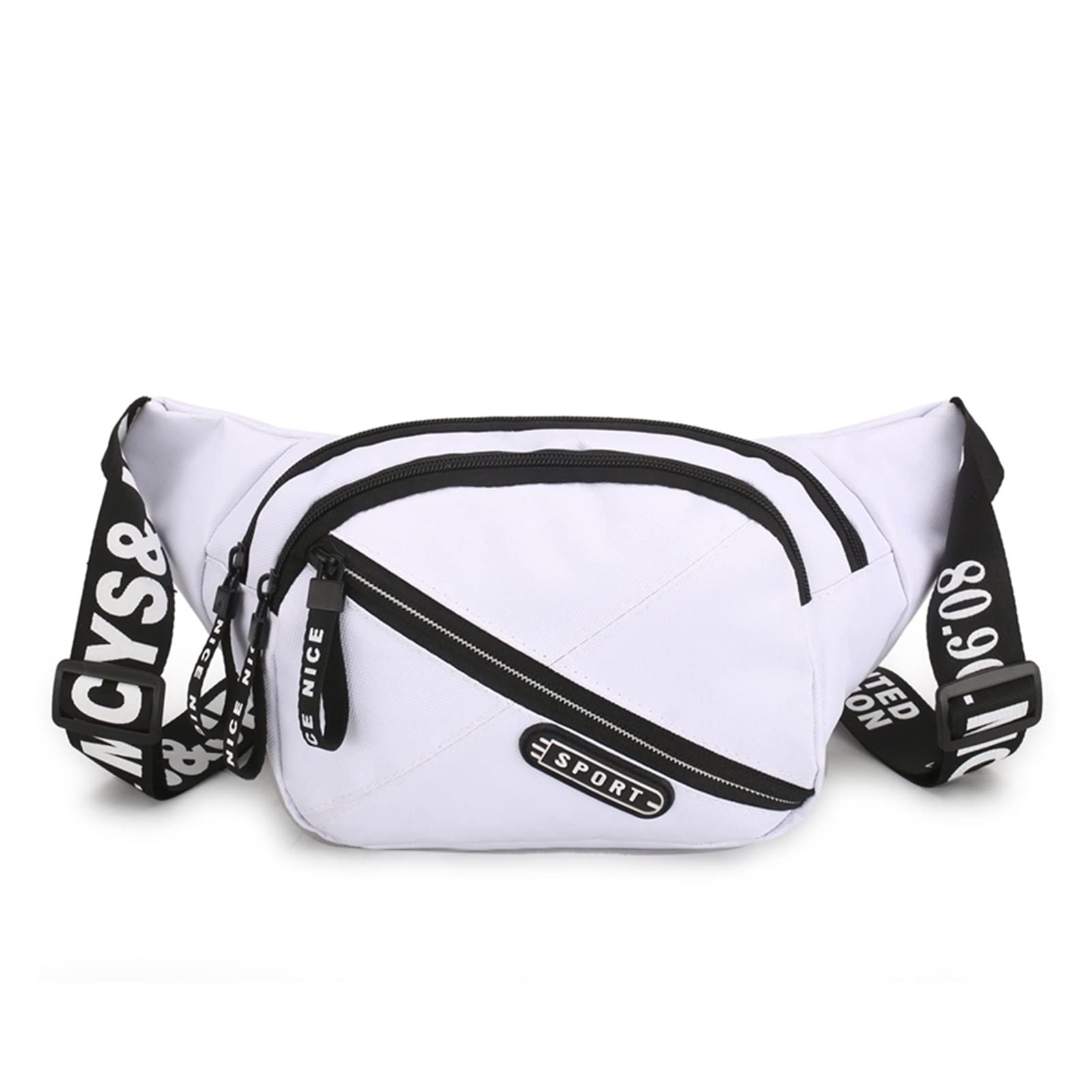 Unisex Fanny Pack Canvas Fashion Letting Cinturón de Cintura Bolso Crossbody Crossbody for Hombres Mujeres (Color : White)