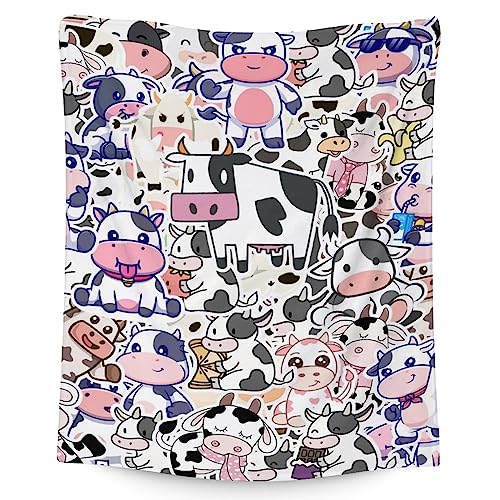Mercuryelf Cow Throw Blanket - Soft, Fuzzy & Warm - 30x40 Inches Small Blankets for Lap, Crib - Cute Throws Gift for Kids