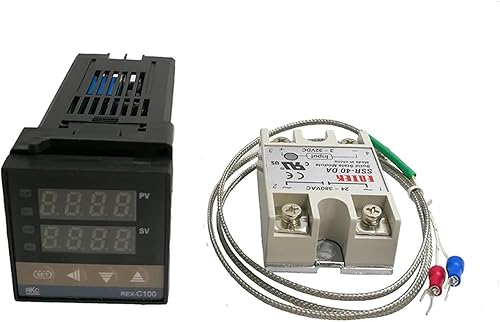 Miniatura 2 de 1pcs REX-C100 Digital Temperature Controller Thermostat PID Thermometer SSR 40DA Solid State Relay K Thermocouple Probe Radiator(Set 1)