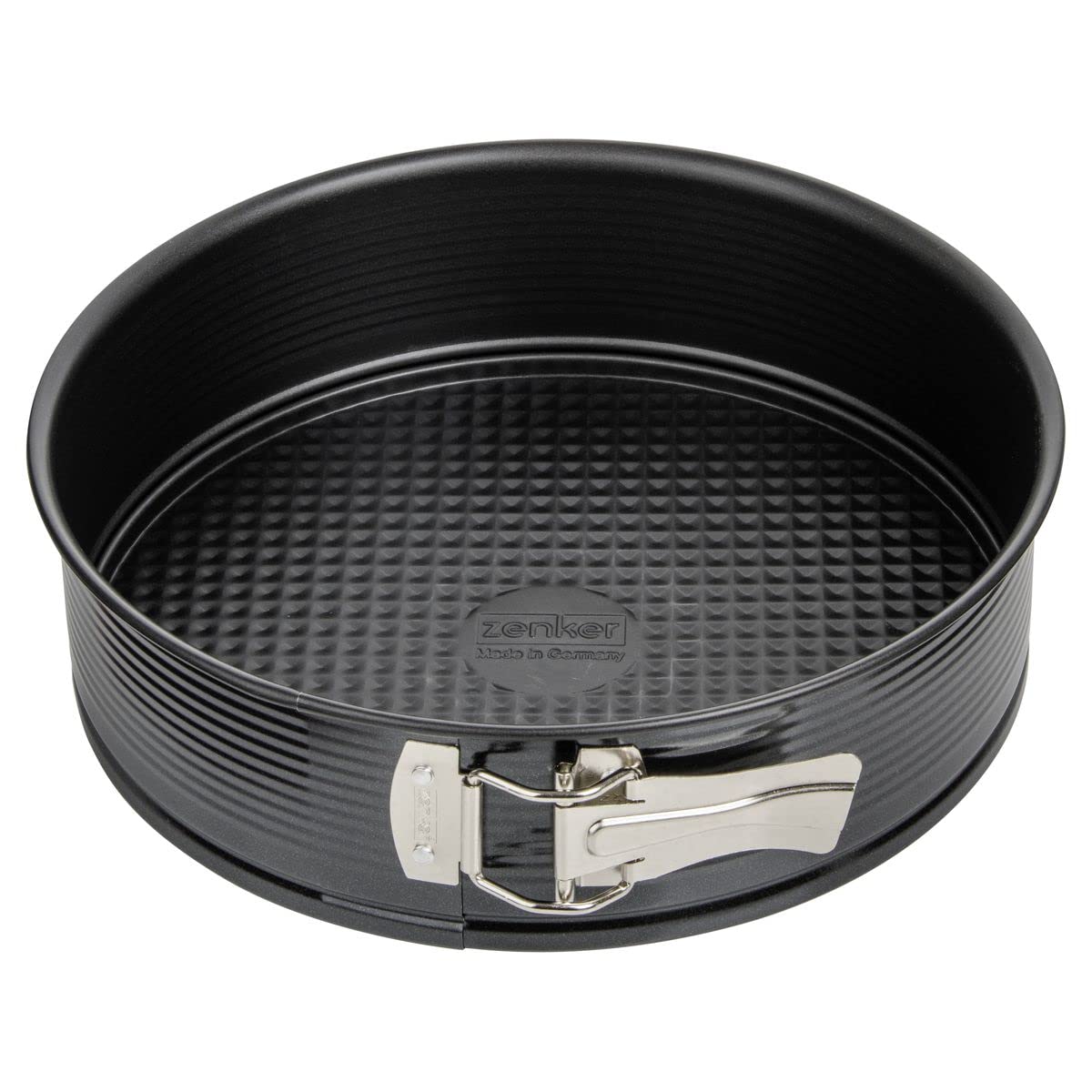 Zenker Stampo Tortiera Apribile con Cerniera a 2 Fondi Ø24x6,5cm, Carbon Steel rivestito in antiaderente Teflon Classic Temp Max 230°C Linea Black Metallic