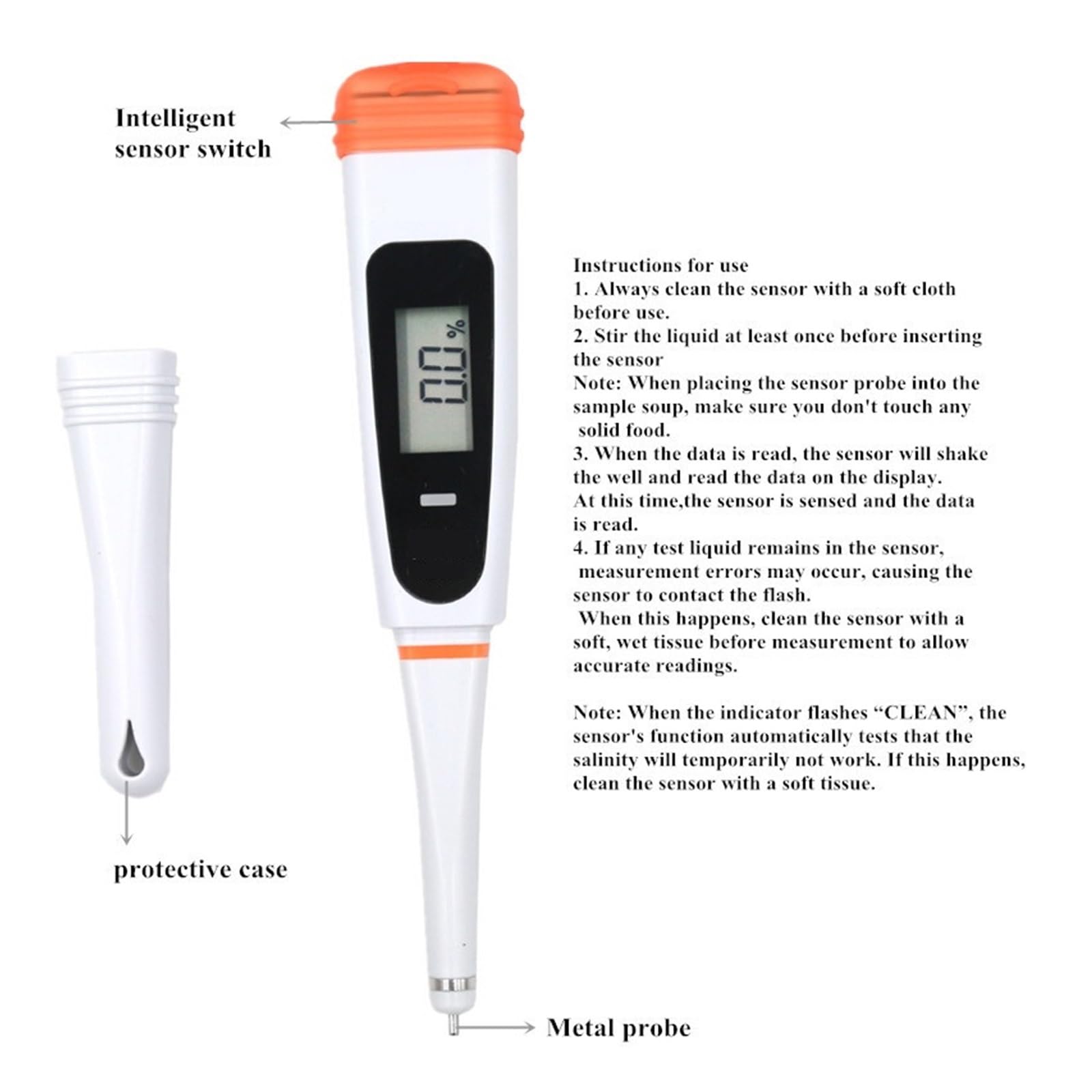 Medidor de pH Medidor de salinidad Digital con calibración automática Salinómetro de Mano portátil Probador de Sal Marina for Alimentos de Cocina