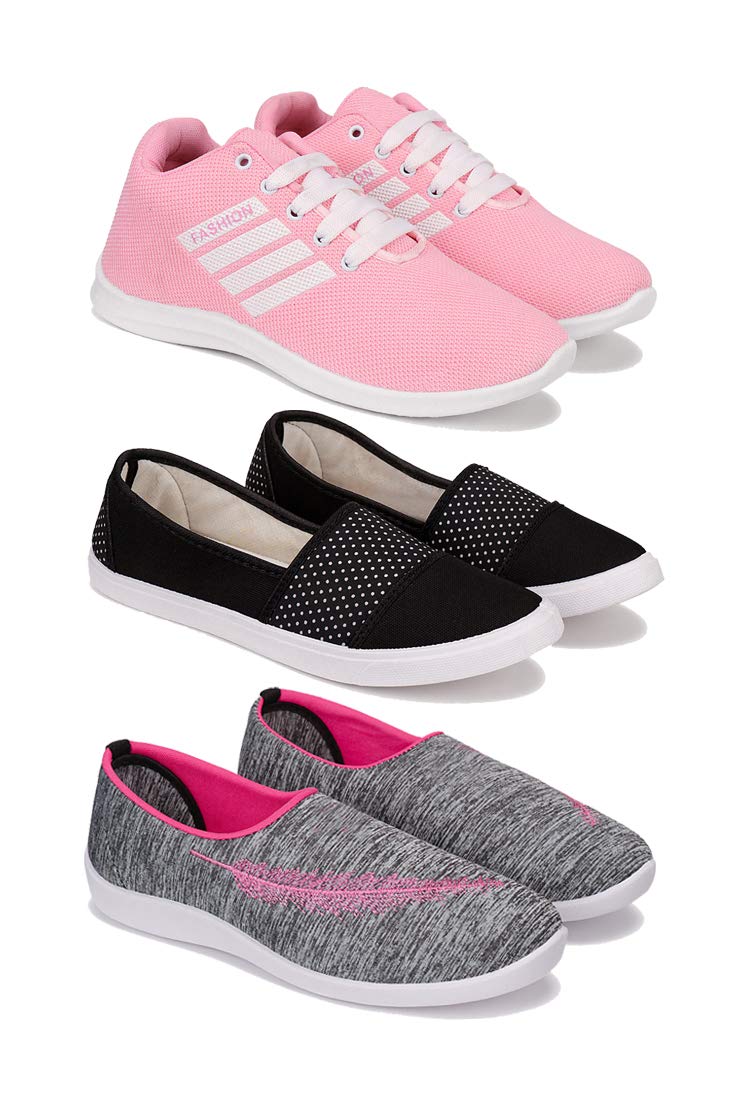 BERSACHE Sports (Walking & Gym Shoes) Running, Loafers, Sneakers Shoes for Women Combo(MR)-1704-1680-1543 Multicolor (Pack of 3) (B08TR25XHP) Amazon Price History, Amazon Price Tracker