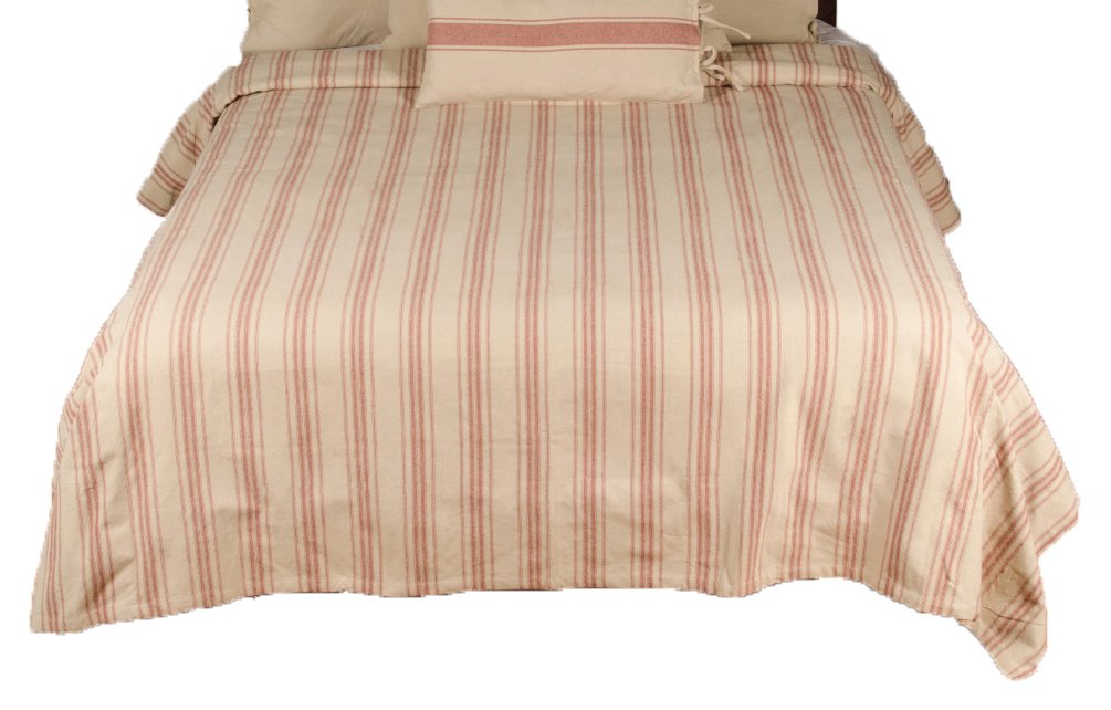 Home Collections by Raghu Oat-Barn Red 94x104 Grain Sack Stripe Bed Cover Queen