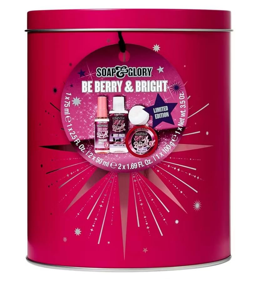 Soap & Glory Be Berry and Bright 4-Piece Gift Set, Body Butter, Shower Gel, Hand Cream, Lip Balm