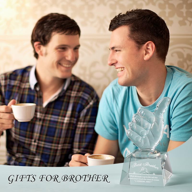 Best Brother Birthday Gifts, Personalized Crystal Glass Award Trophy, Thumbs Up Statue Gift for Older Brother Adult from Sister - Image 3