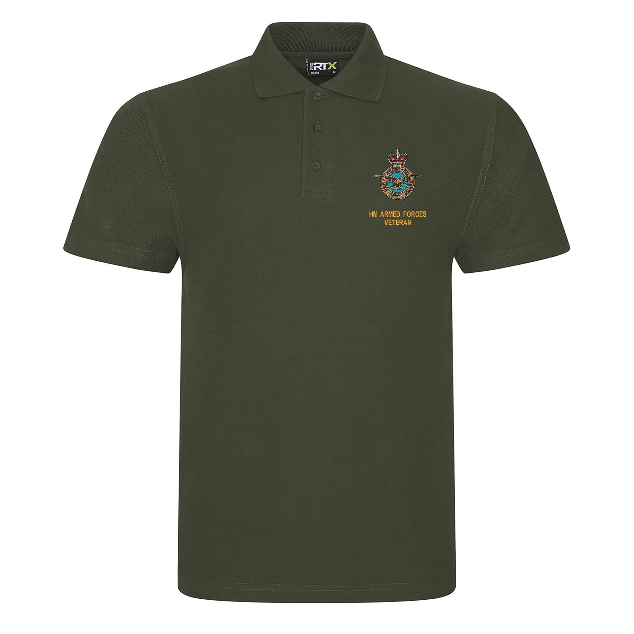 The Military Store Men's Military Green Raf Veteran Embroidered Polo Shirt, 5X Large