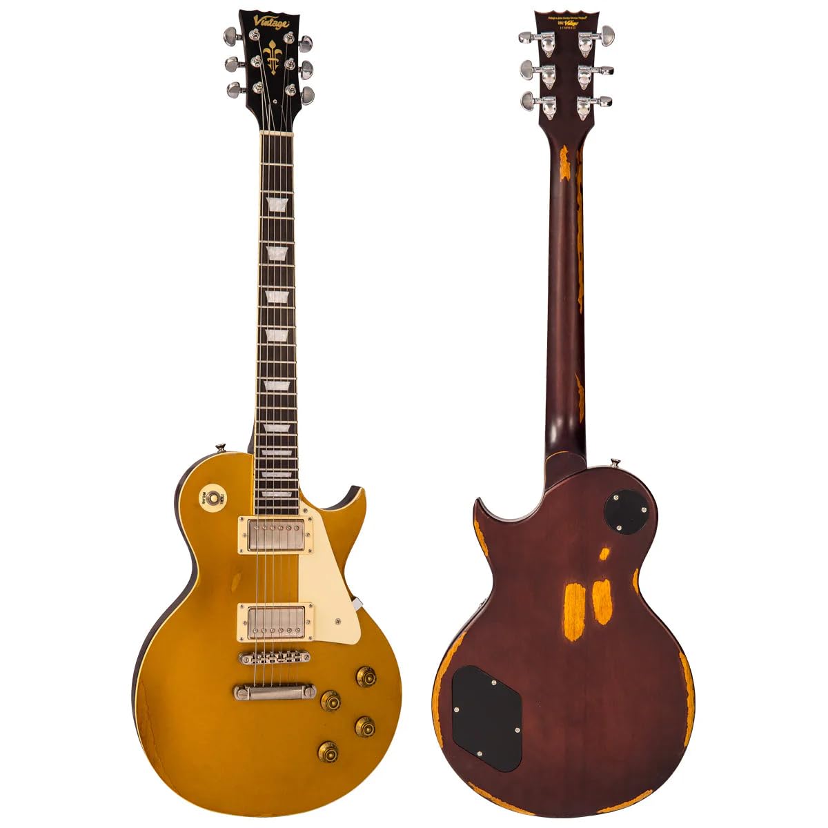 Vintage エレキギター Amazon.com: VINTAGE Electric Guitar, Right, Distressed Gold