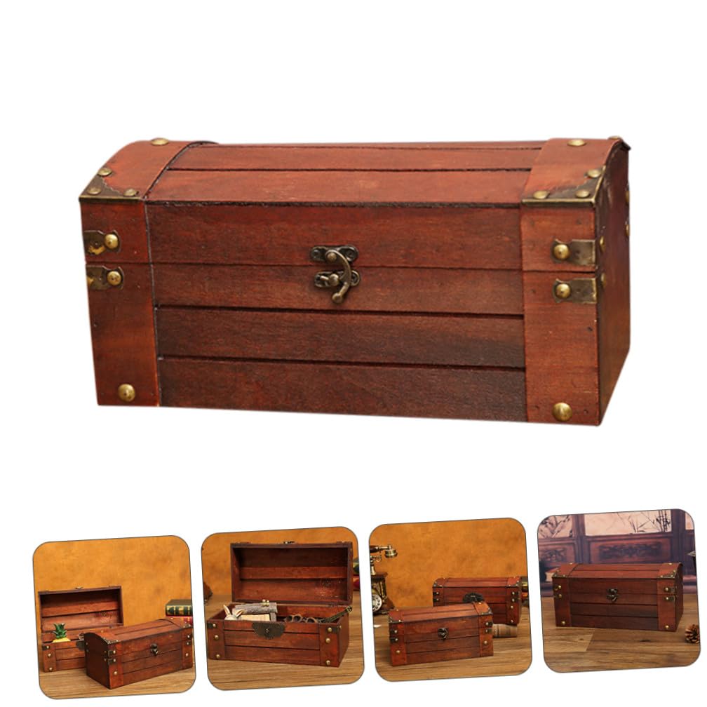 Antike Holzkiste mit Vintage Design Dekorative Aufbewahrungskiste für Schmuck und Fotografie als Stilvolles Requisit