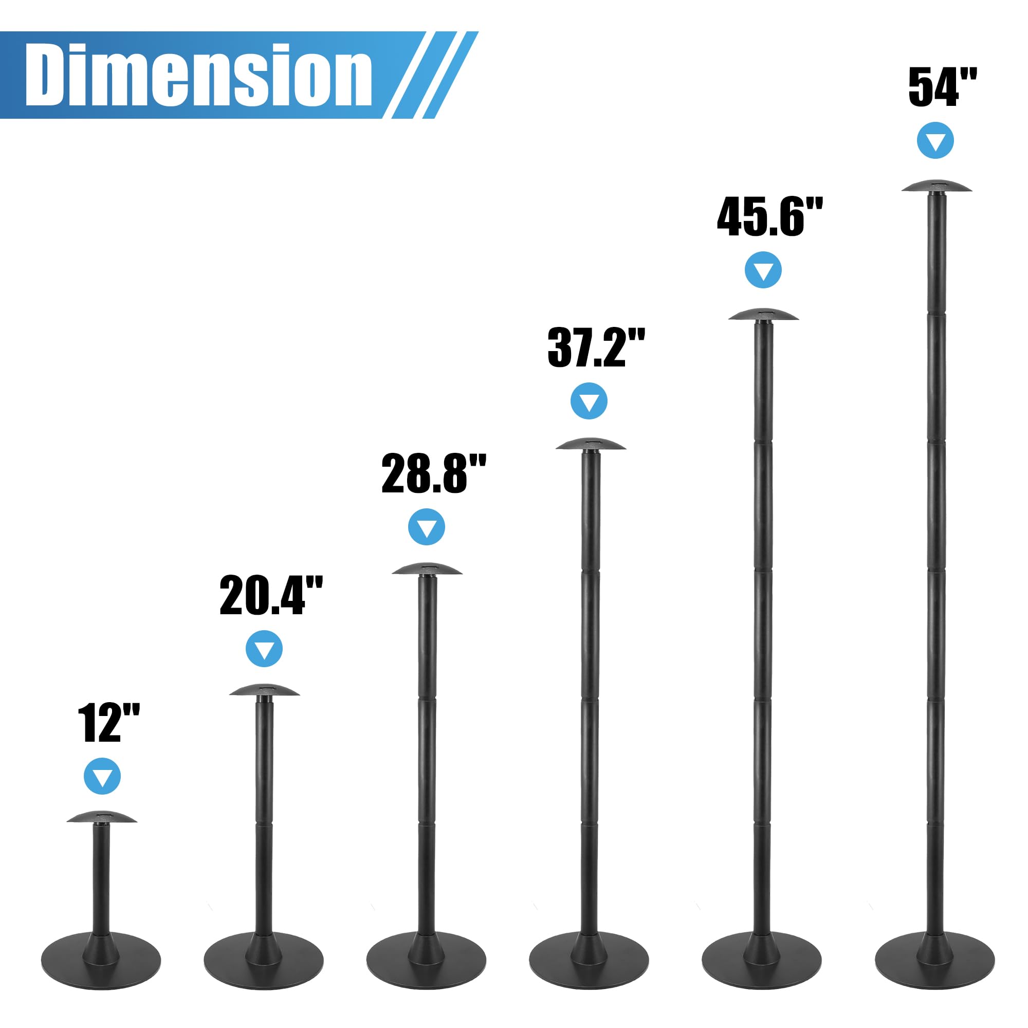 X AUTOHAUX 2 Pali di Supporto per Barca, Altezza Regolabile da 30,5 cm a 137,2 cm