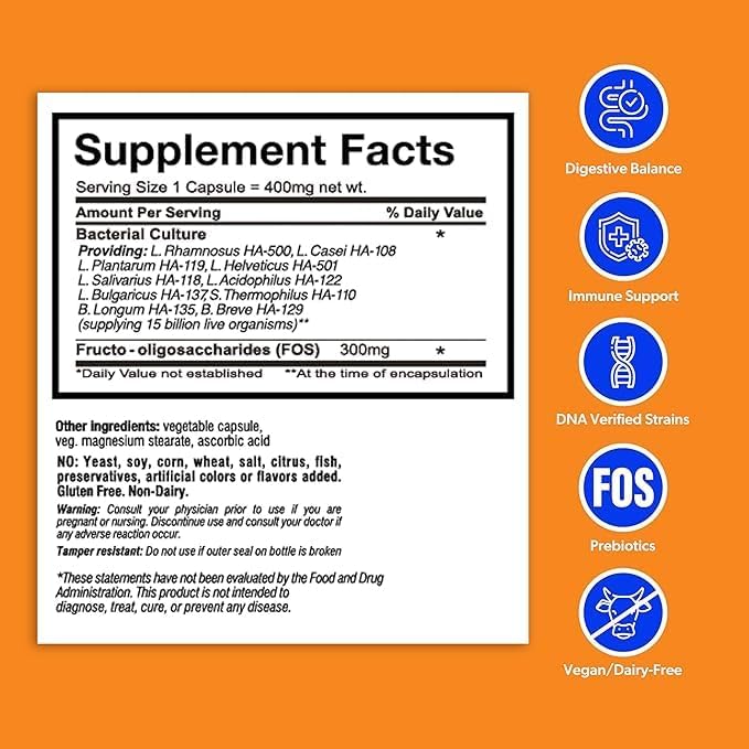 Miniatura 3 de belle+bella Flora Restore Daily Probiotic - 15 mil millones de cultivos vivos - Probióticos y prebióticos para la salud digestiva e intestinal -