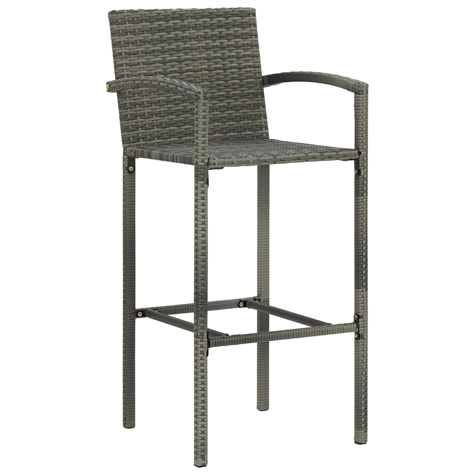 Tidyard Set Bar da Giardino 3/5/7 pz in Acciaio e Polyrattan, Tavolo e Sedie da Bar Alti da Giardino in Polyrattan Acciaio, Tavolo Vetro e 2/4/6 Sedie con Braccioli per Esterno