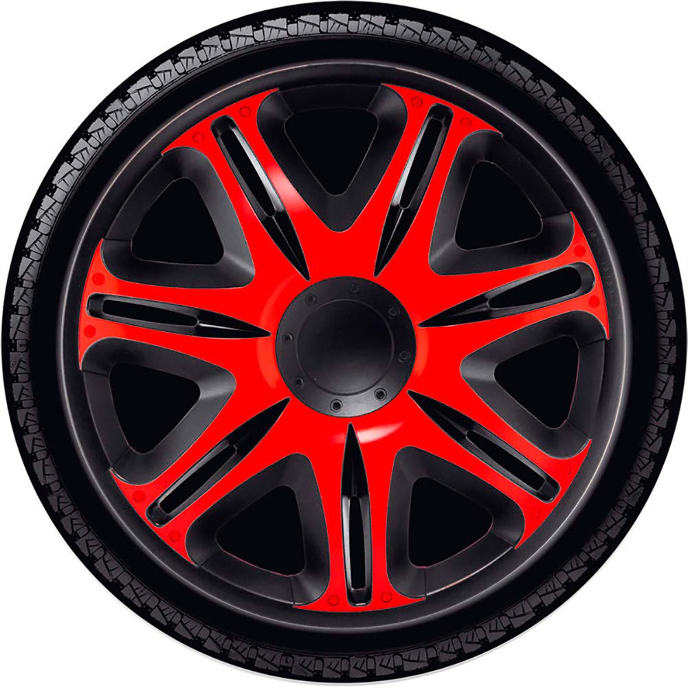 J-Tec J14512 Set Di 4 Copricerchi Nascar 14 Pollici Nero/Rosso, Rot, 35,5 Cm