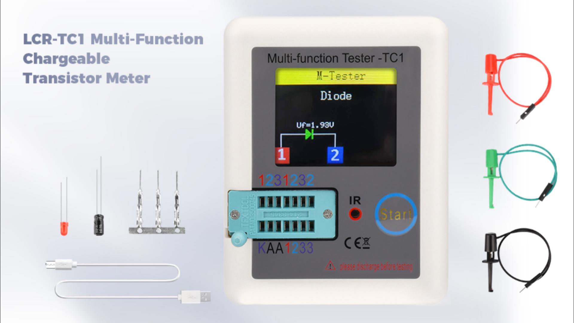 Image of Transistor Tester FORIOT LCR Meter LCR-TC1 Multi-Function Transistor Meter ESR Tester with TFT Full Color Display Capacitor Detector for LCR ESR PNP NPN Zener Diode