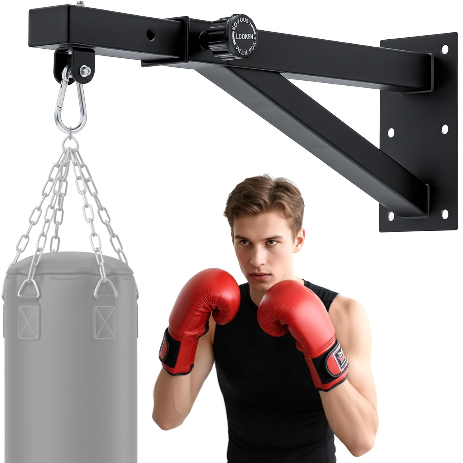 Support mural pour sac de frappe - Longueur réglable de 44 à 69 cm - Construction résistante - Compatible avec les sacs de sable, les sacs de vitesse, les sacs MMA pour une utilisation dans la