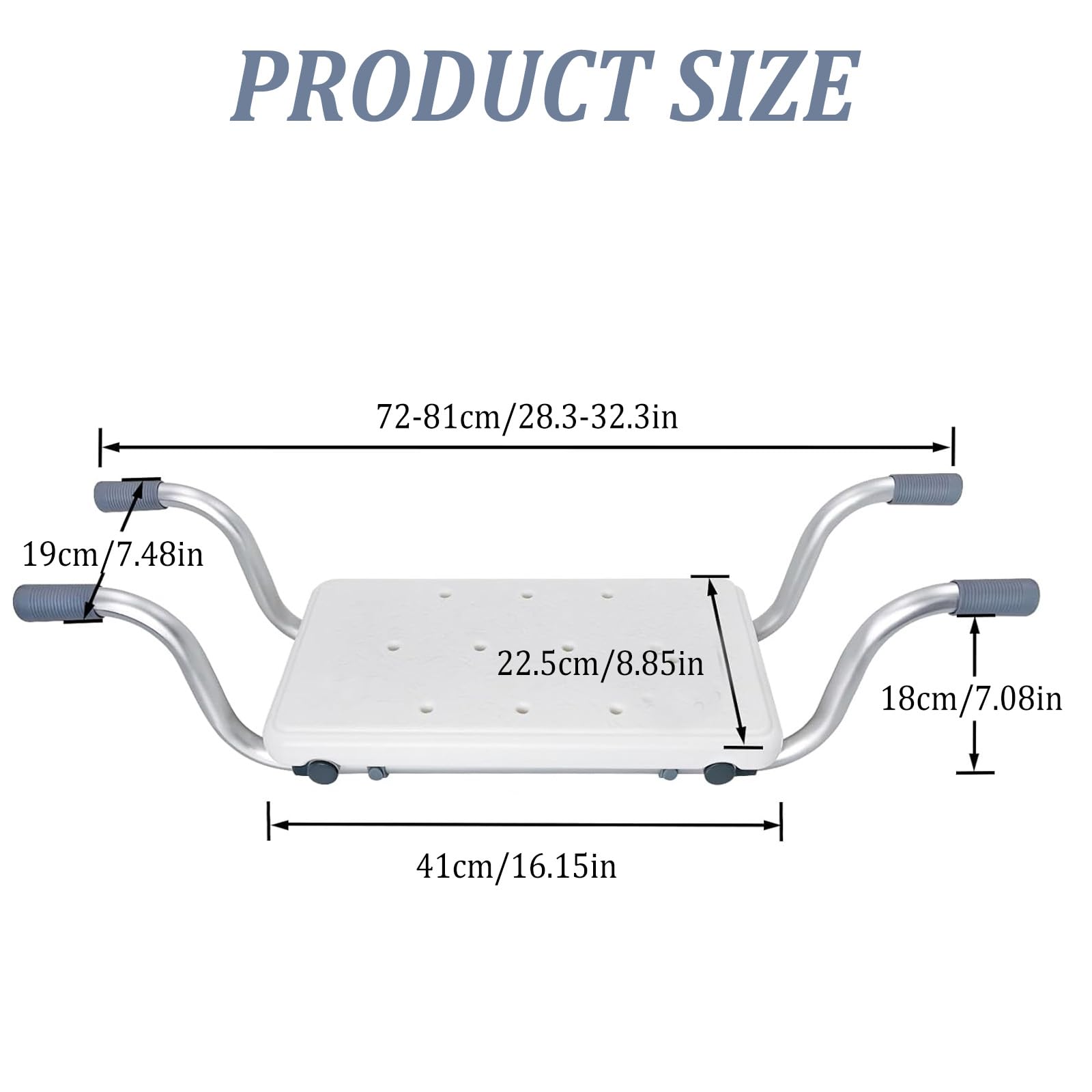 Siedzisko do wanny dla seniorów, wysuwana ławka prysznicowa, 72-82 cm, nośność 136 kg, antypoślizgowe siedzisko aluminiowe, białe
