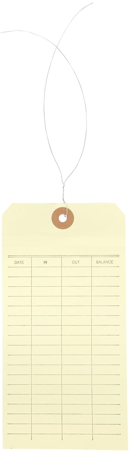 Aviditi Inventory Tags with Printed Carbonless Top Sheet, #8 6 1/4" x 3 1/8",Wired, Consecutively Numbered Series (3000-3499), White/Manila, for Inventory Management, Case of 500
