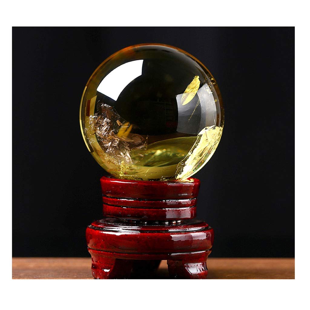 CBQZCHWDKT Feng Shui Ornaments Crystal Ball/Photography Ball Cracked Yellow Office Auspicious Stone Carving Gift for Photography Decoration (3cm)