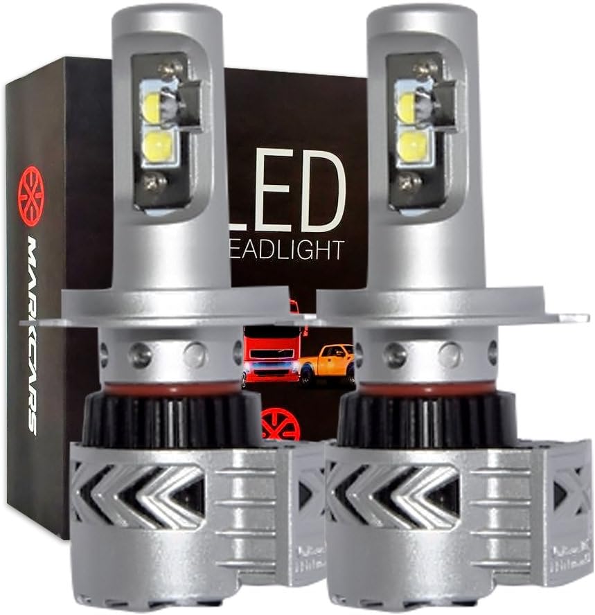 Markcars Cree 60W 9600LM LED Auto Headlight H4/9003/HB2 Car Beam Bulbs Hi/Lo Beam Conversion Kit All-in-One Plug and Play (Set of 2 Bulbs) - 2 Yr Warranty