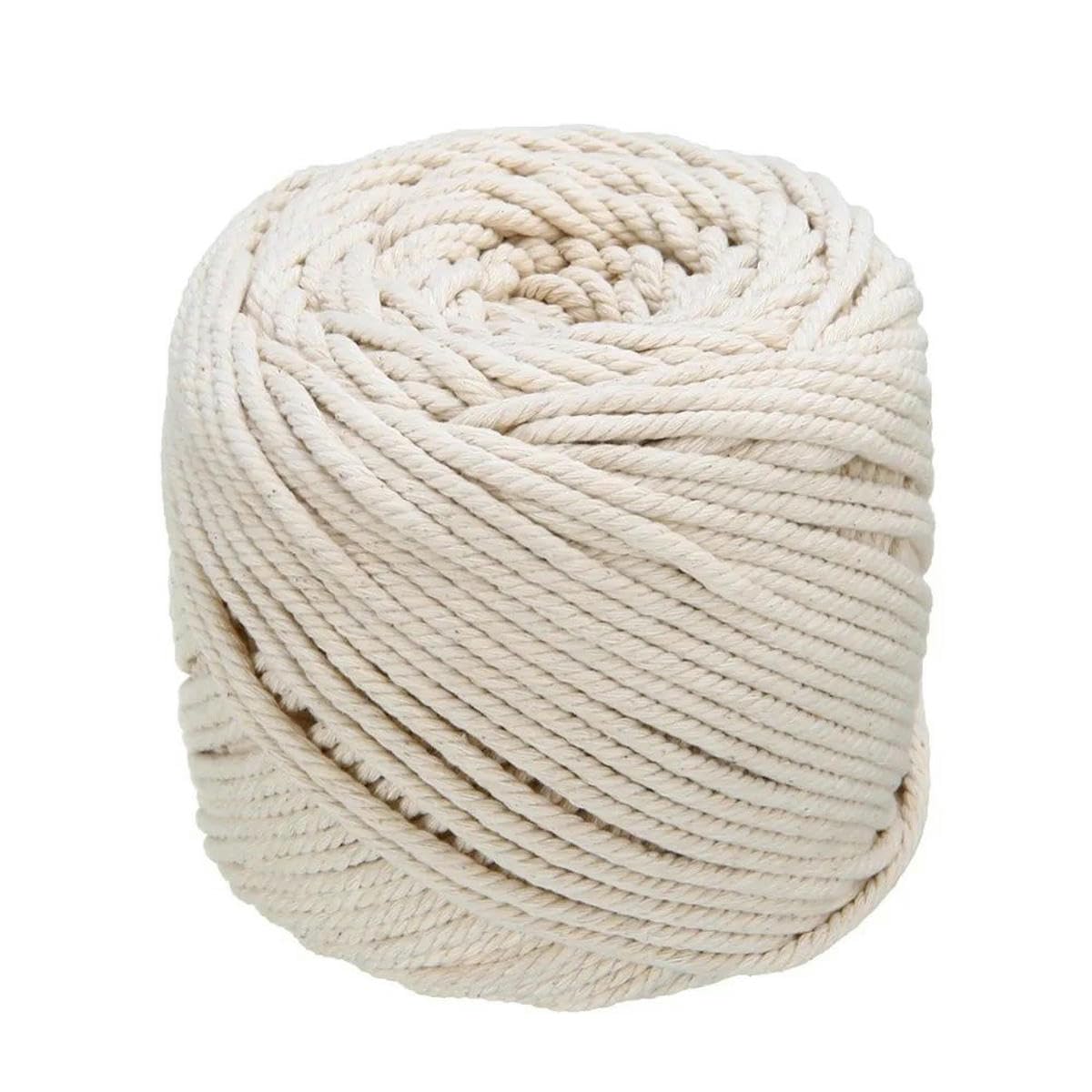 Cuerda Trenzada de algodón Suave de Color Beige Natural, Cuerda de macramé, cordón para Manualidades, cordón de Hilo para Atar Hecho a Mano, 4MM X 100M