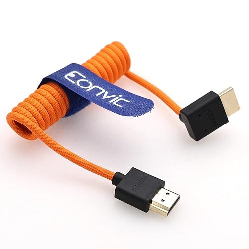 Miniatura 10 de Eonvic 2.1 Cable HDMI a HDMI de 8 K de alta velocidad delgado HDMI macho a macho, cable en espiral morado para Atomos Ninja V, Sony a7siii, monitor