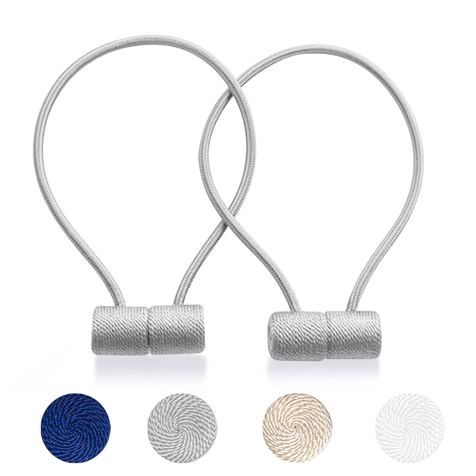Curtain Tiebacks Clips VS Strong Magnetic Tie Band Home Office Decorative Drapes Weave Holdbacks(2PCS Light Grey)