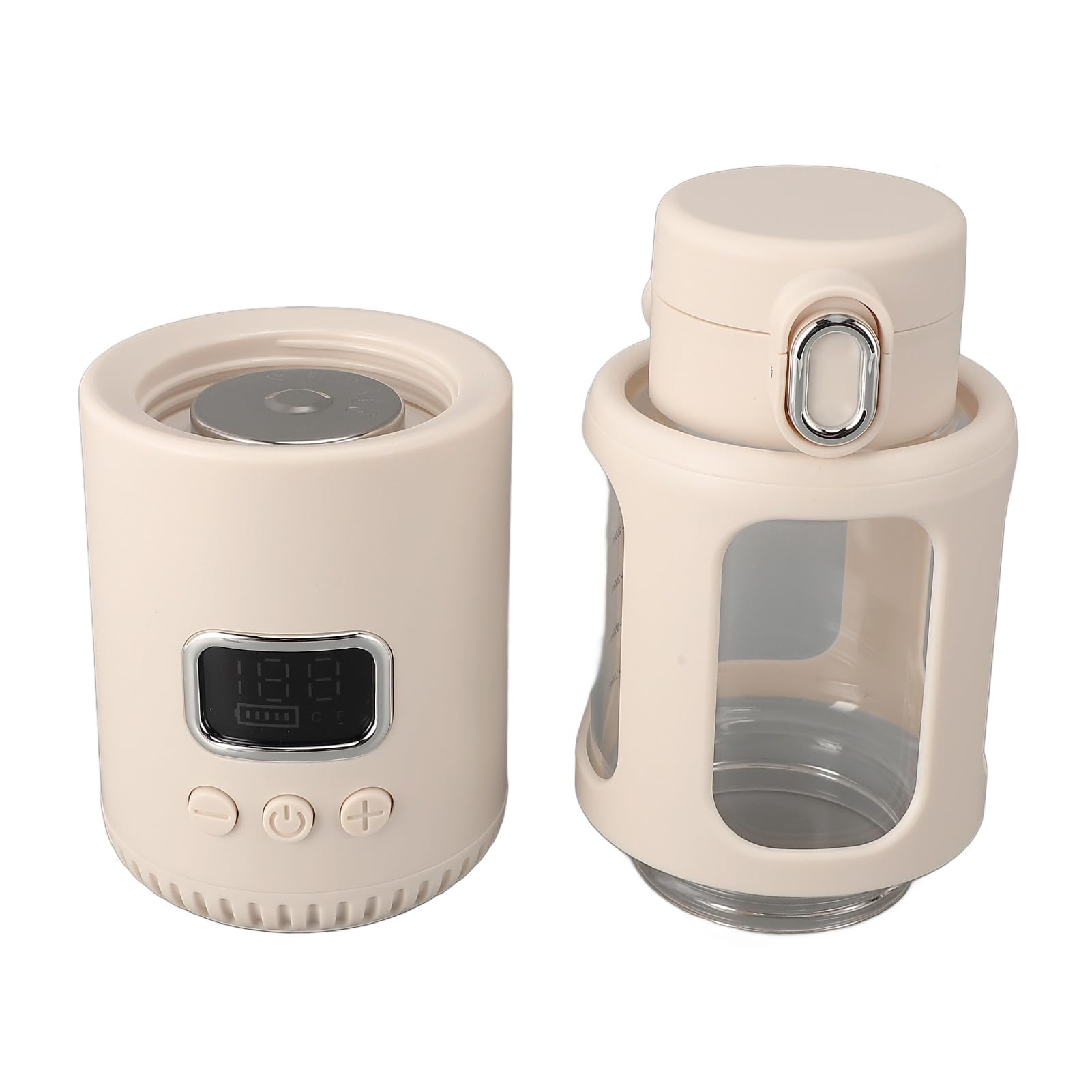 Przenośny Podgrzewacz do Mleka, 350 Ml od 37 ℃ do 55 ℃ Przenośny Podgrzewacz do Butelek, Wyjmowany Szklany Kubek, Szybko Podgrzewające się Mleko Wodne, Widoczny Przewód Wodny,