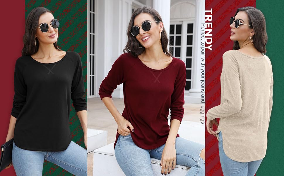 POPYOUNG Women Tunic Tops to Wear with Leggings Fall Long Sleeve Shirts Side Split Pullover Winter Sweatshirts Blouse4