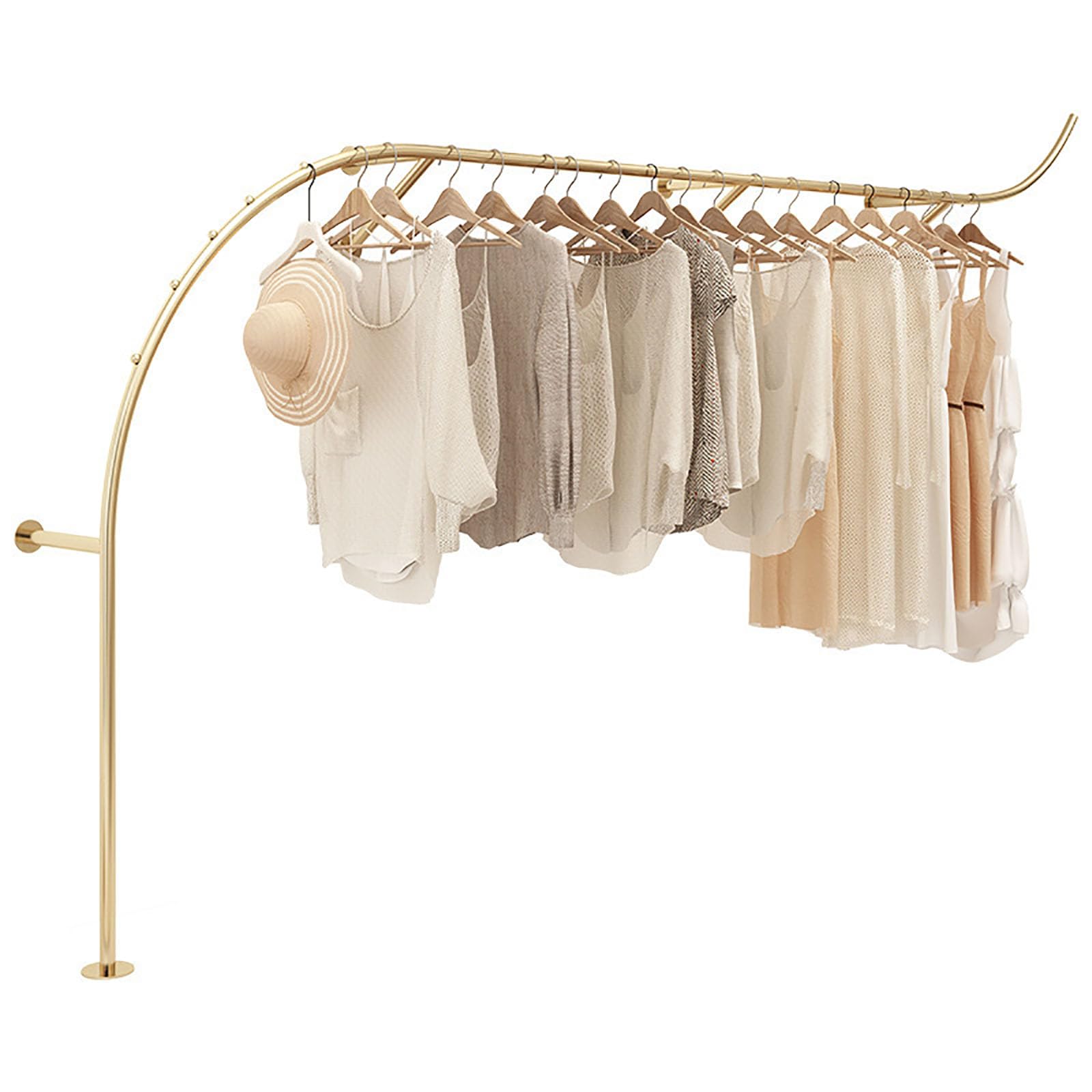 Accessoires de rangement muraux dorés pour sublimer une garde-robe et un dressing