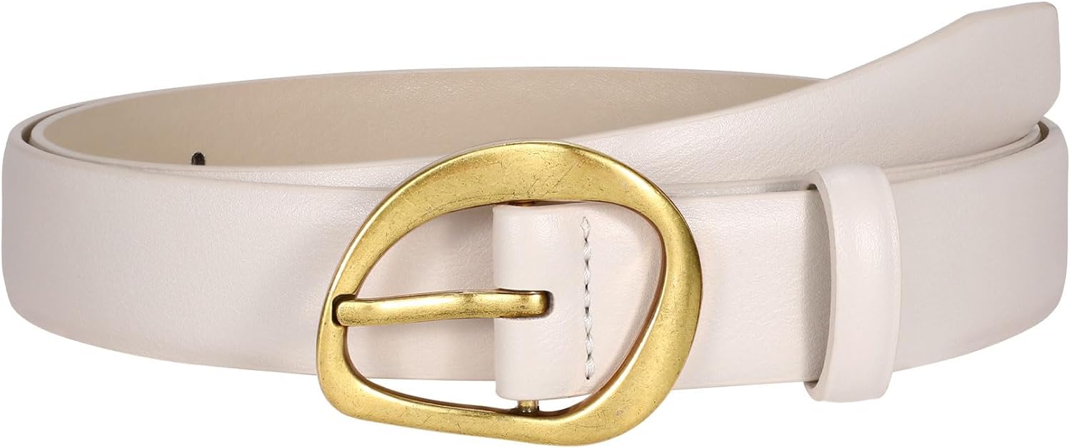JASGOOD Leather Belts for Women Cute Casual Waist Belt with Gold Buckle Ladies for Jeans Pants Dresses