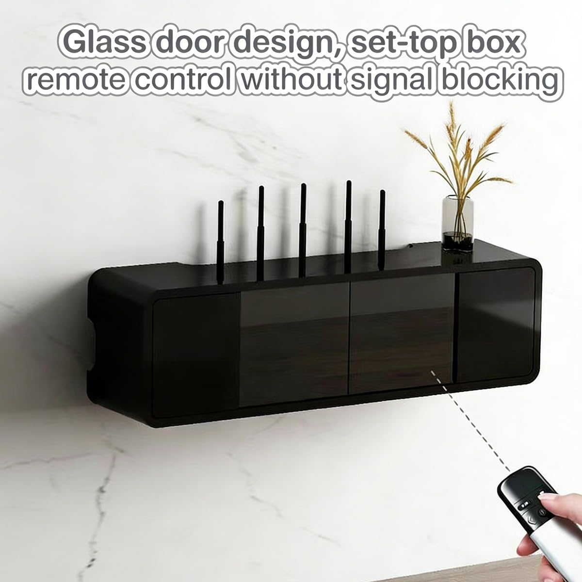 Cache Box Mural en Bois Massif - Boîtier Rangement Routeur pour WiFi, Modem, Gestion Câbles, Meuble TV et Organisation Maison(White,23.6 * 5.1in)