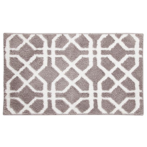 InterDesign Microfiber Trellis Rug, 34 x 21, Stone/White