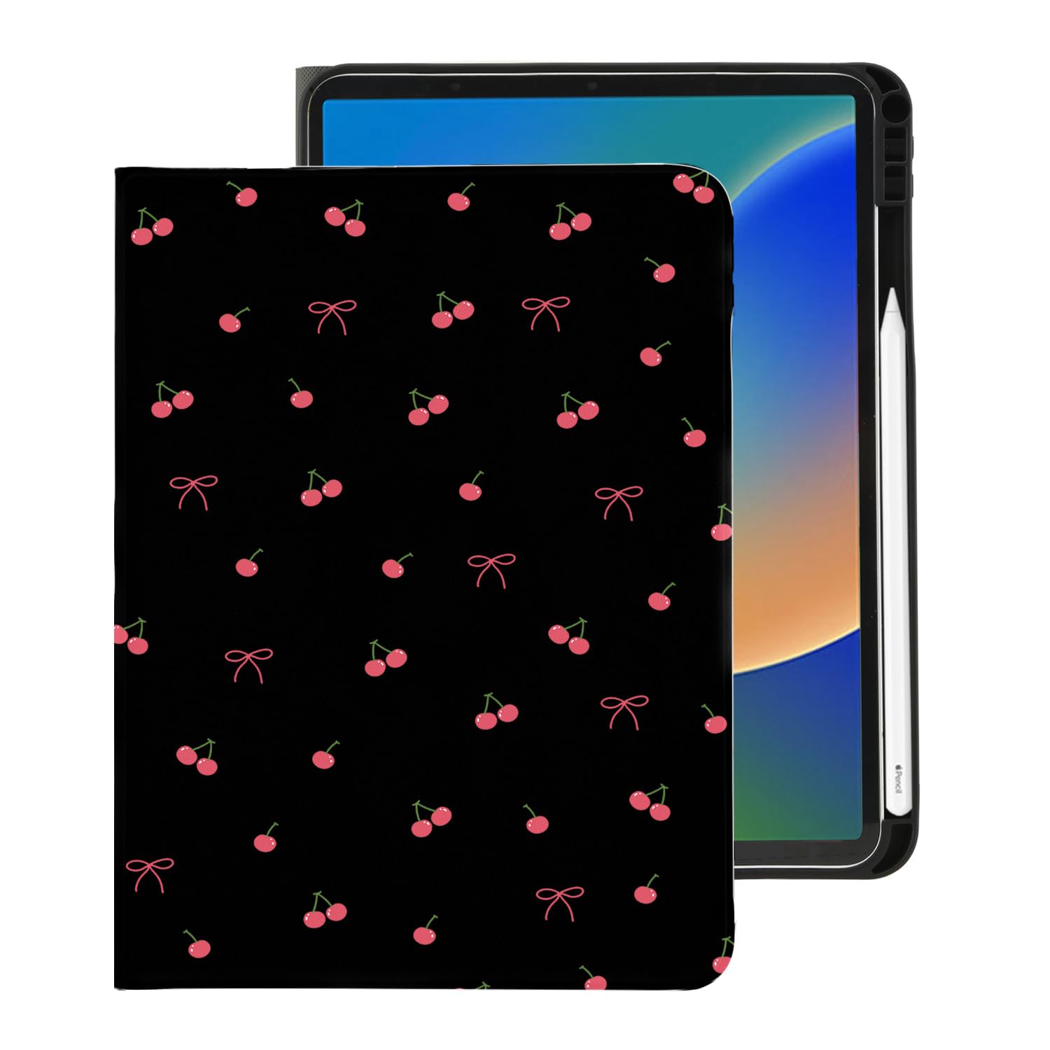 Cute Kawaii Cherry Bow for iPad (A16) Case 11th/10th Generation 11''/10.9'' 2025/2022 with Pencil Holder, Auto Sleep/Wake and Multiple Viewing Angles,