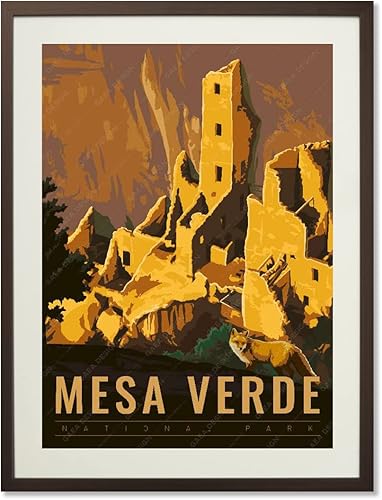Mesa Verde Parque Nacional Vintage Pósteres Parques Nacionales de Estados Unidos, decoración del hogar, pintura de pared para sala de estar,