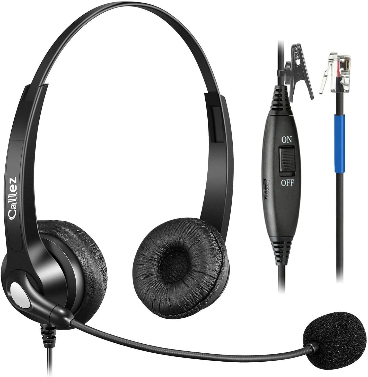 Callez Phone Headset for Cisco with Noise Cancelling Mic & Mute Switch, Dual RJ9 Corded Telephone Headsets Compatible with Cisco IP Phones 6941 6851 6945 7821 7841 7861 7942 7945 7962 7965 8811 8861