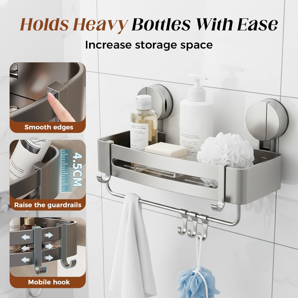 XieJY Bathroom Triangle Shelf 2026 Upgraded Bathroom Storage Rack Corner Shower Shelves No Drilling Suction Cup Shower Organizer — view 7