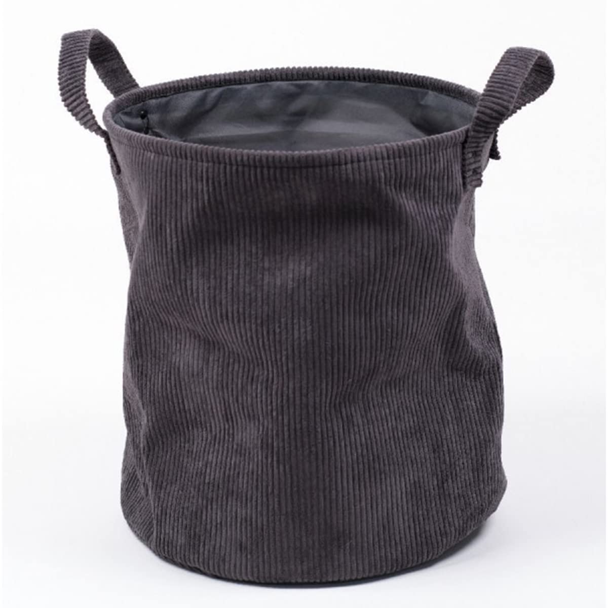 Panier à linge cosy LA FACTORY en velours gris fusain 40x45 cm