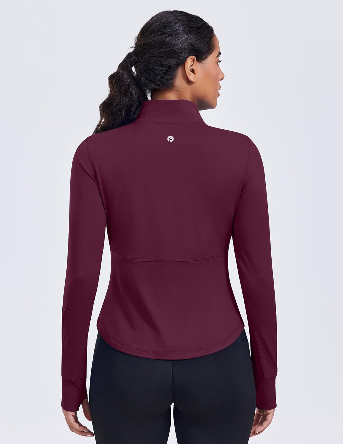 PINSPARK Women's Cropped Workout Jacket Lightweight Full Zip Running Jacket Comfy Slim Fit Athletic Jackets with Thumb Holes - Image 2