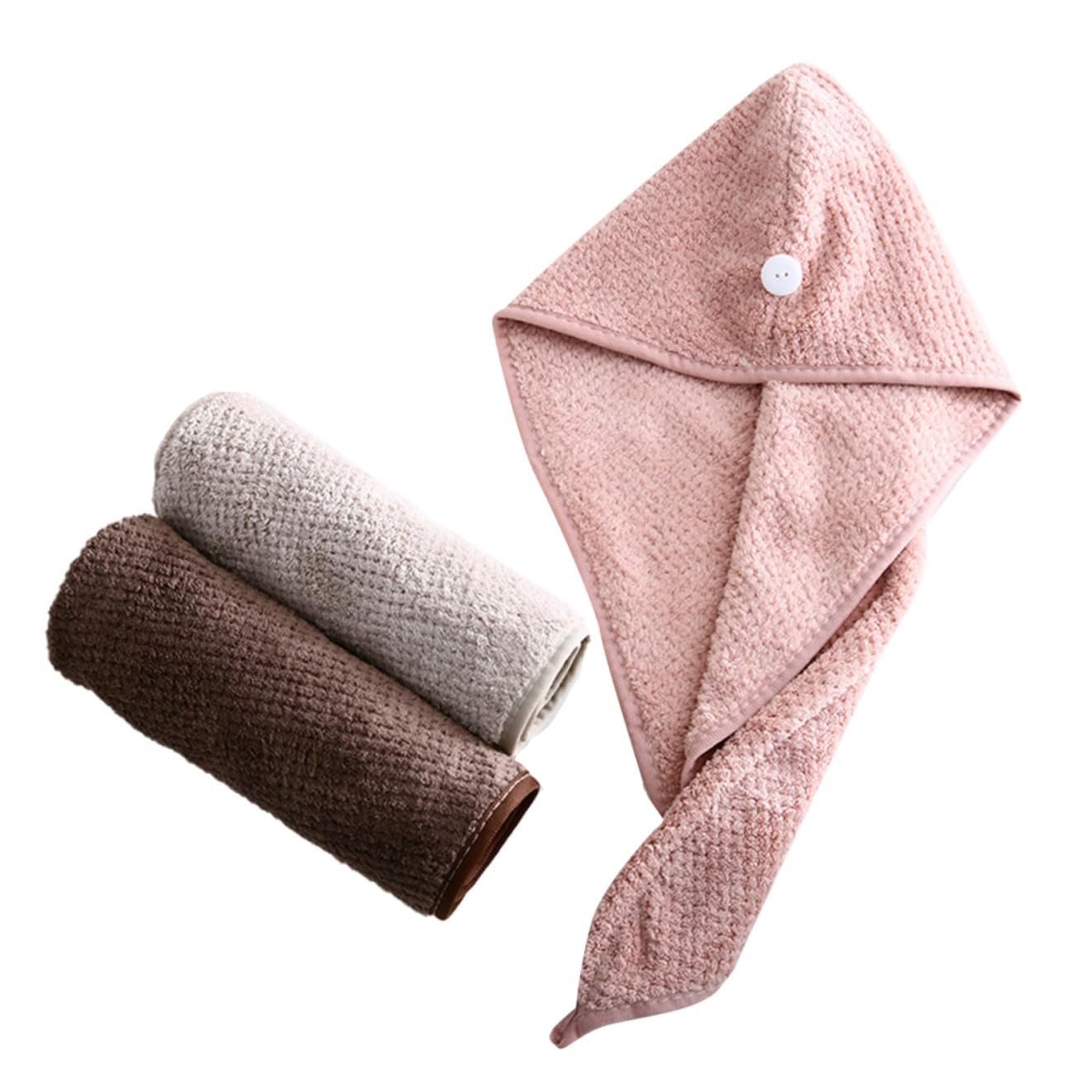LIFKOME 3pcs Microfiber Hair Drying Towel Cap Quick Drying Absorbent Bath Cap for Women Men-image-23