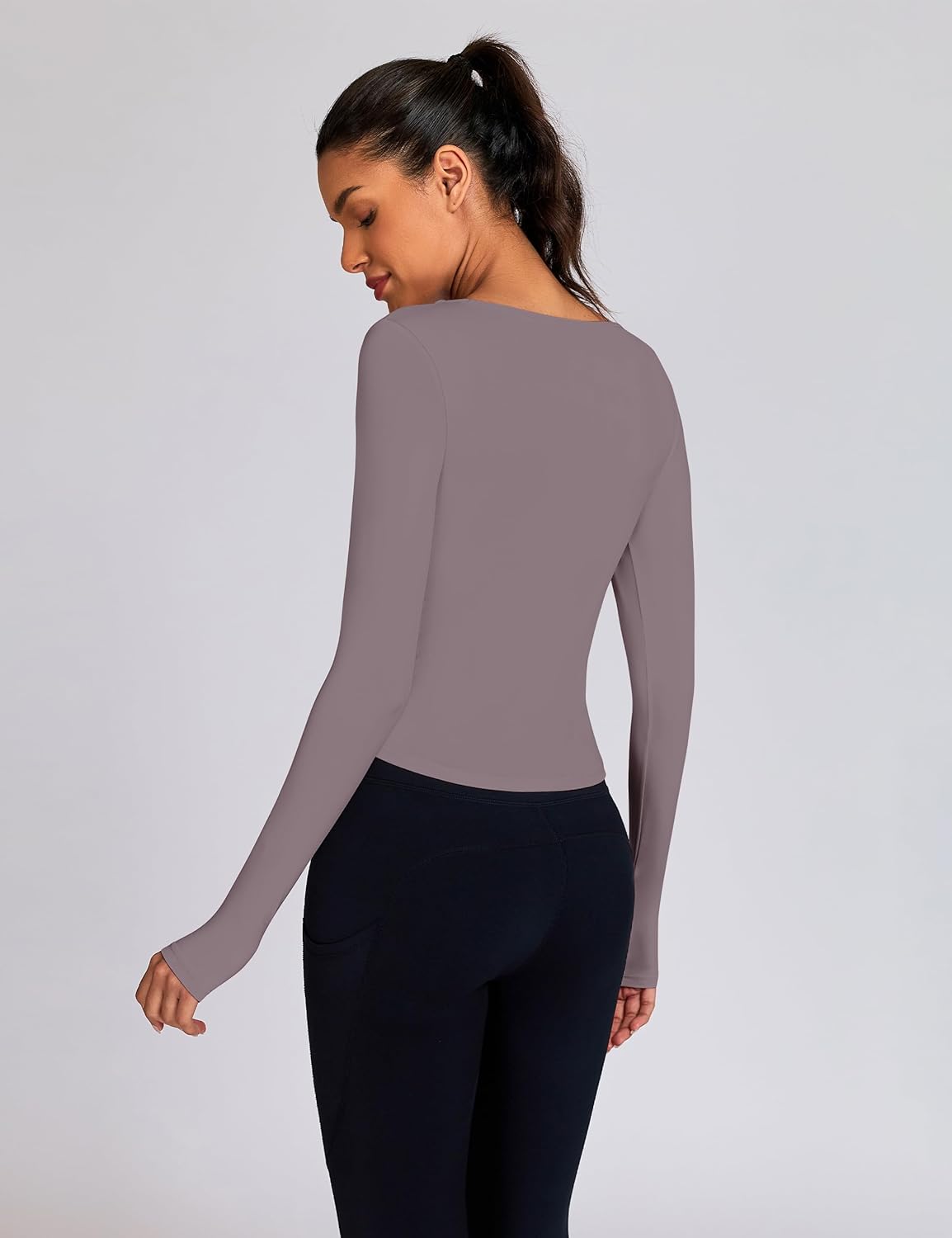 BMJL Womens Workout Tops Built in Bra Yoga Athletic Long Sleeve T Shirt Ruched Fitness Gym Clothes UPF 50+ Sun Shirts - Image 4