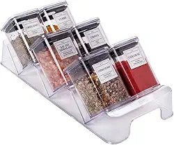 PLASUTIL Porta Tempero Condimento Hermético Cristal com Base Modular 7 Peças