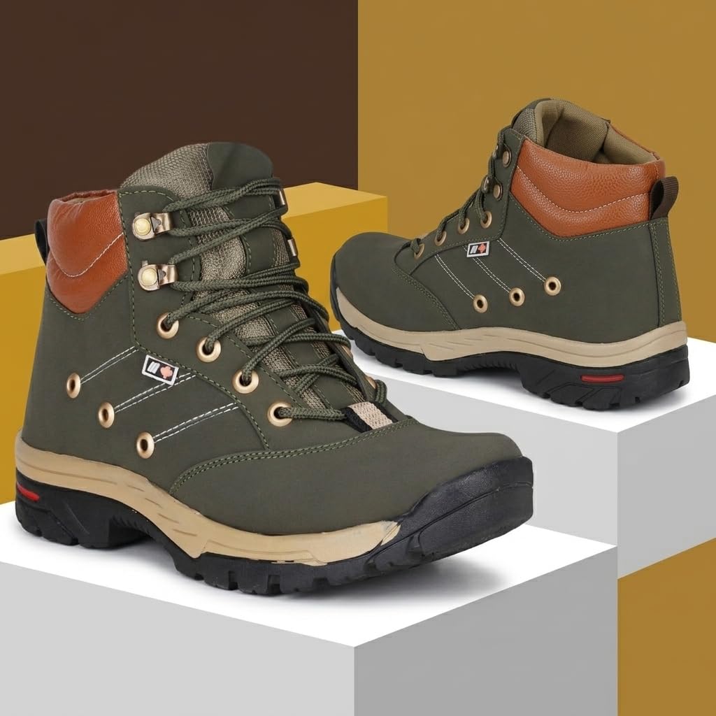 Black Leatherette Tough Heavy Duty Ankle Length Casual Long Boots Shoe Island For Men (SU3210-AZ)-picture-18