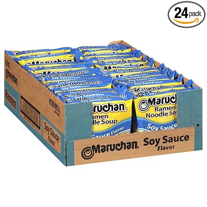Maruchan Ramen Soy Sauce, Instant Ramen Noodles, Ready to Eat Meals, 3 Oz, 24 Count