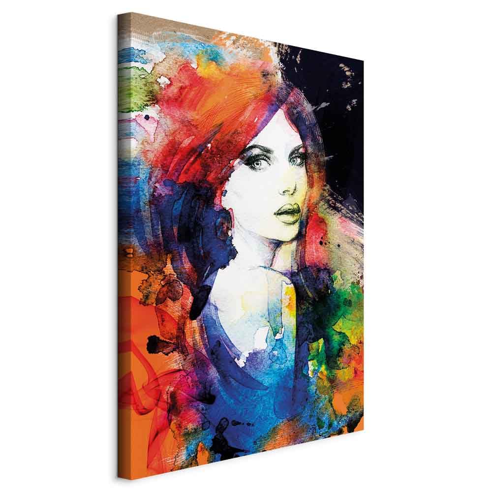 B&D XXL - Leinwandbild Poster Frau Gesicht, Schlafzimmer, Wohnzimmer | Hochwertige Leinwand, sofort aufhängbar, ideal fürs Wohn- oder Schlafzimmer, wasserfest und lichtecht, langlebig, stilvoll